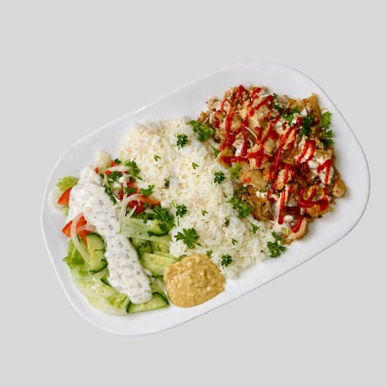 7. 50/50 Platter (Rice & Salad)